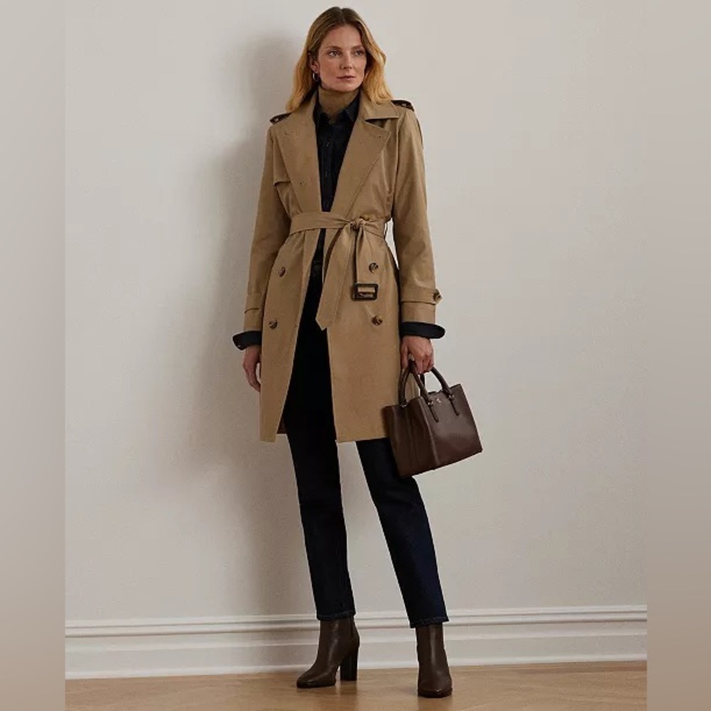 Women's Belted Water-Resistant Trench Coat
